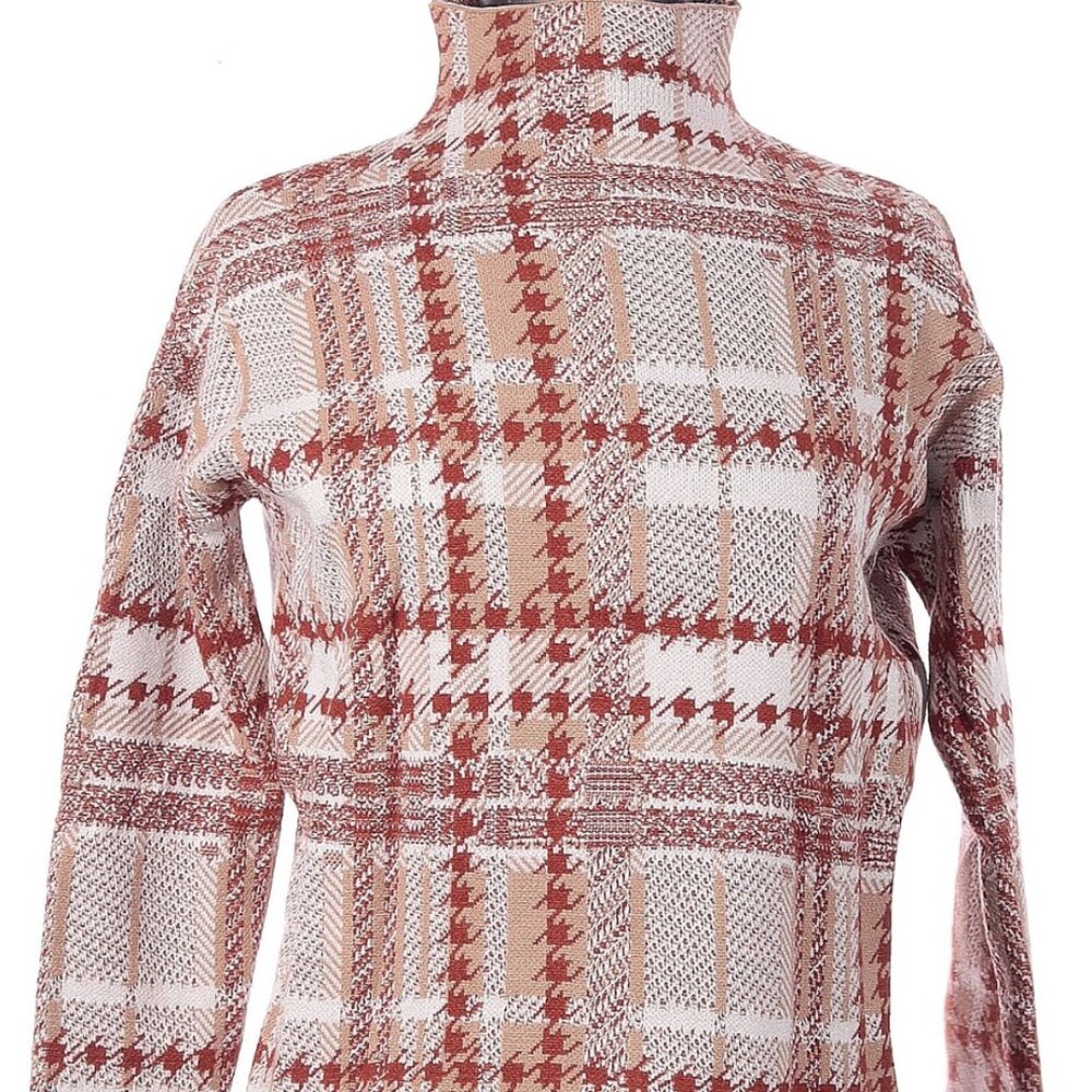 Rachel Zoe plaid mock neck sweater size M